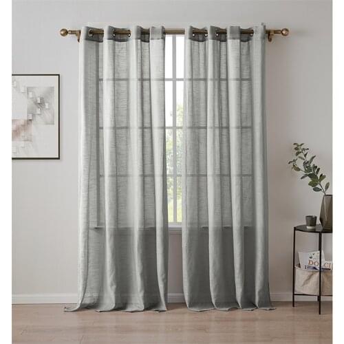 Modern Curtains for Living Room Green Grey White and Beige 4 Colors Sheer Curtain Grommet Top Translucidus Tulle for Kitchen