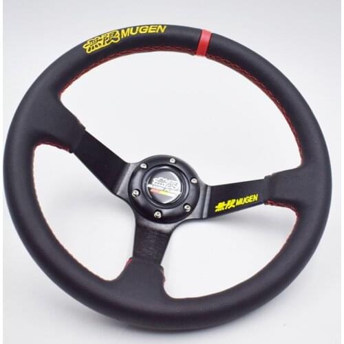 350mm/14inch MUGEN Genuine Leather Drifting Sport Steering Wheel