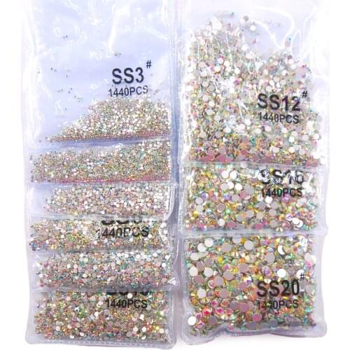 Super Glitter SS3-SS50 Crystal Clear AB Rhinestones FlatBack Strass Sewing Fabric Garment Nail Art Rhinestone Decorations