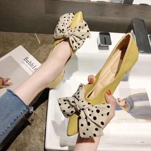 All-match flat-bottomed pointed toe elegant womens shoes spring new bowknot shallow mouth sweet single shoes