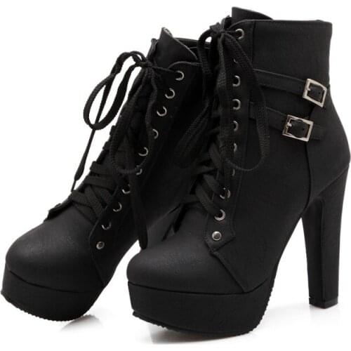 Big Size 9 10 11-17 boots women shoes ankle boots for women ladies boots Willow cross strap buckle