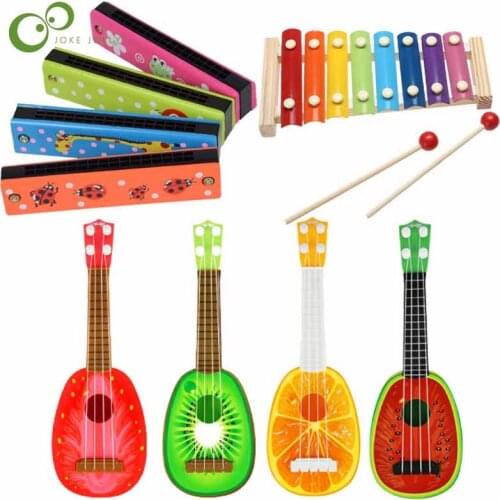 1Pcs Painted Harmonica Toy Xylophone Mini Fruit Ukulele Musical Instrument Gifts For Baby Kids LXX