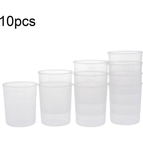 10Pcs 100ml Clear Plastic Liquid Measuring Cups Graduaeted Laboratory Test Cylinder With Scales For Resin Silicone Mold Tool