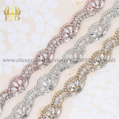10 yards) Wholesale Iron On Sewing Beaded Rhinestone Sash Bring Crystal Appliques Trim for Wedding Dress Headpieces Garters