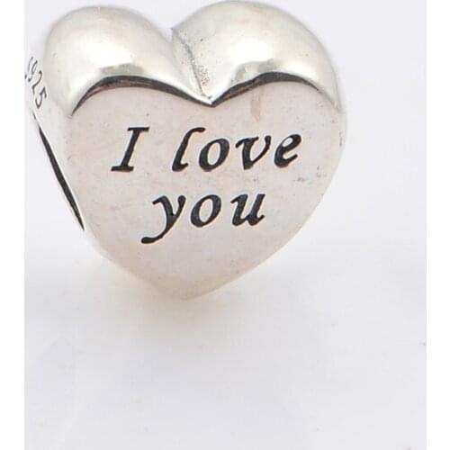 100% 925 Sterling Silver I Love You New Hearts Charm Beads European Style For Love Fit Silver Charm Bracelets For Women & Men