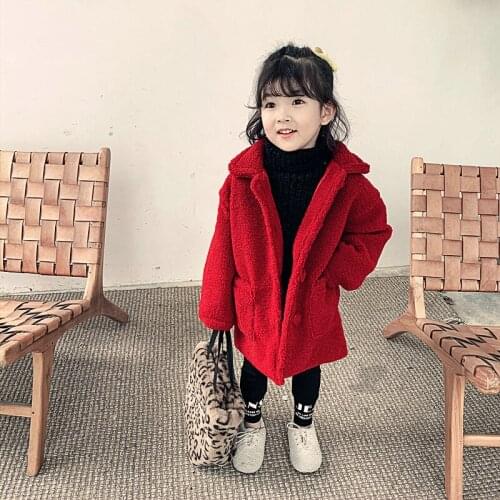 2019 Baby Girls Winter Coat Fashion red Cashmere Warm Jackets long coats Kids Childrens Clothing Overcoat