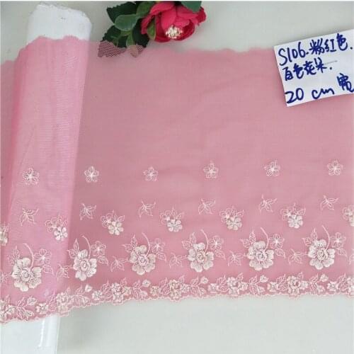 4Meters Pink Lace Trim Rose Flowers Sexy Lingerie Bra Dress Decoration Sofa Curtain Fabric Clothes Sewing Accessories 20cm Wide