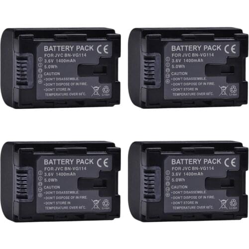 4x 1400mAh BN-VG114 BNVG114 BN VG114 Battery for JVC BN-VG107 BN-VG107U BN-VG107US BN-VG114 BN-VG114U BN-VG114US