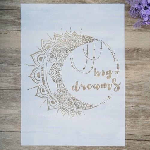 A4 A3 A2 Size DIY Craft Dream Big Moon Stencil For Wall Painting Scrapbooking Stamping Album Decorative Embossing Paper Card