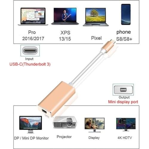 KEBIDU 4K Type C to Mini Display Port Adapter USB C to Mini DP Cable USB 3.1 USB C to Mini DisplayPort For Apple Macbook