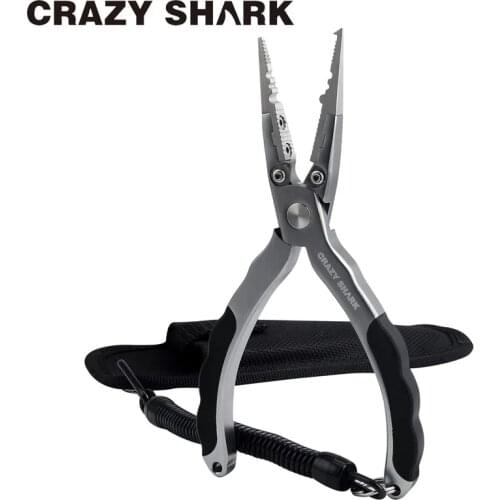 Crazy Shark 7in Aluminum Fishing Pliers Split Ring Cutter Carp Crimping Lead Fish Holder Tackle Hook Remover Goods For Fishing