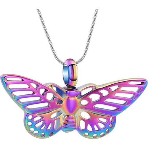 Butterfly Urn Necklace for Ashes Stainless Steel Butterfly Pendant Cremation Keepsake Necklace for Women Jewelry