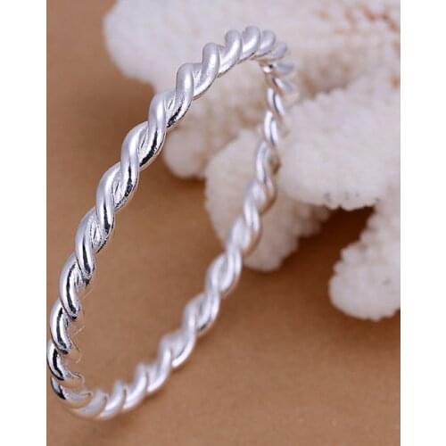 Bangle Silver Plated Bangle Silver Trendy Jewelry Bangle Twisted Circle Jewelry Wholesale Free Shipping zmah LB148