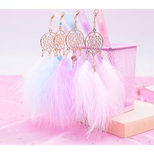 1Pcs Gel Pen Kawaii Dreamcatcher Feather Pendant Neutral Pens for School Gift Writing Office Supplies Stationery Novelty Item