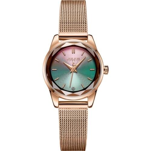 Rainbow Gradient Color Womens Watch Japan Quartz Hours Fashion Dress Stainless Steel Bracelet Birthday Girls Gift Julius Box