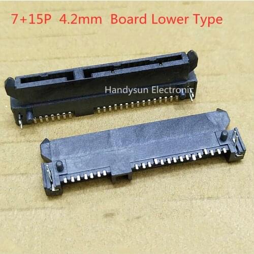 SATA Hard Disk Interface Socket SATA Connector Socket 7+15P Female Base Horizontal SMD Board Lower Type 4.2mm High All Copper