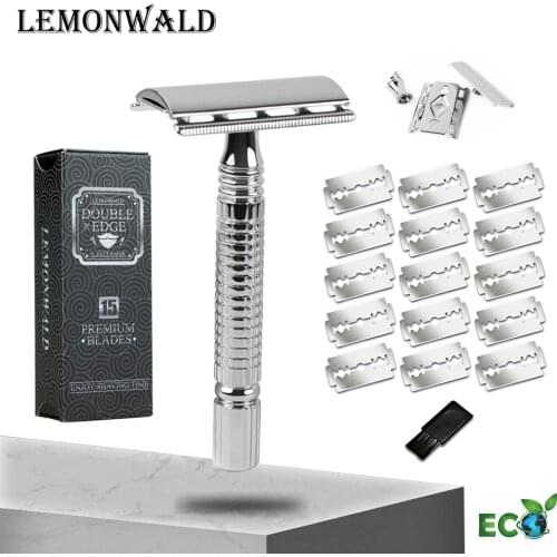 LEMONWALD Short Handle Classic Safety Razor Double Edge Mens Shaving Razor , 1 Men razor & 5 Blades