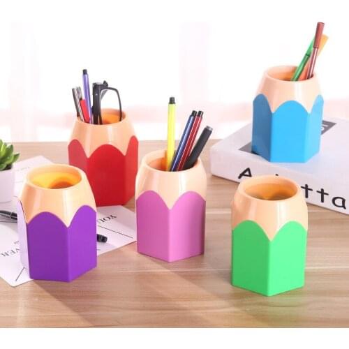 Creative Pen Vase Pencil Pot Makeup Brush Holder Stationery Desk Tidy Plastic Desk Organizer Container School Office Supplies