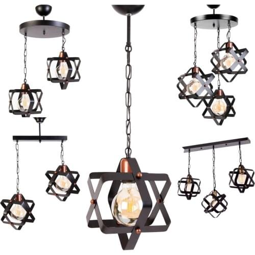 Chandelier Triple Dual Single Pendant Lamp Cage for Cube Black Modern Living Room Chandelier Single S, M for Binary, 3'lü L and 3'lü long XL option