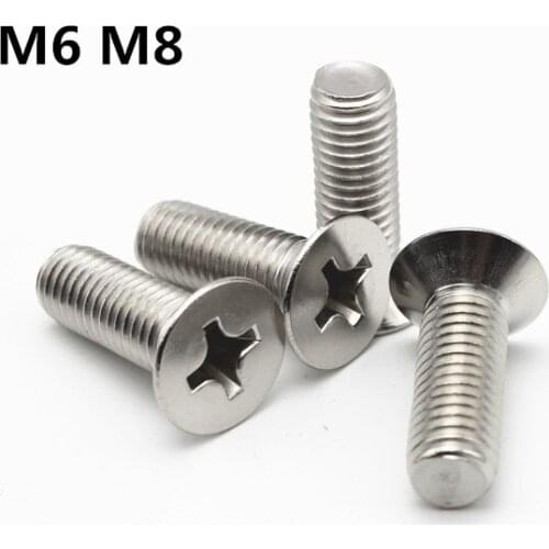 M6 M8 GB819 Flat Head Cross Countersunk Head Screw 304 Stainless Steel Phillips Machine Screws