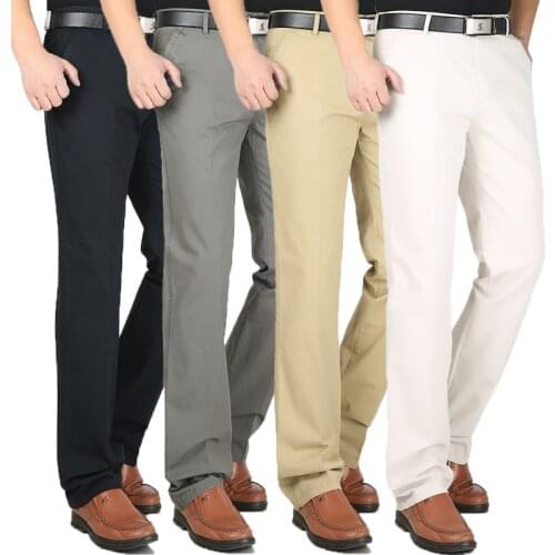 Mens Loose Business Casual Pants Plus Size 30-44 Straight Pants Male Cotton High Quality cotton leisure trousers Summer Spring