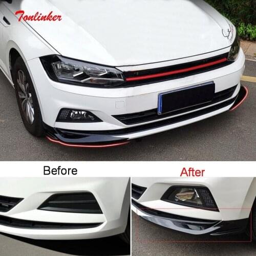 Tonlinker Exterior Front bumper Corner Cover Sticker for Volkswagen POLO 2019-20 Car Styling 2 PCS ABS Carbon Cover Sticker