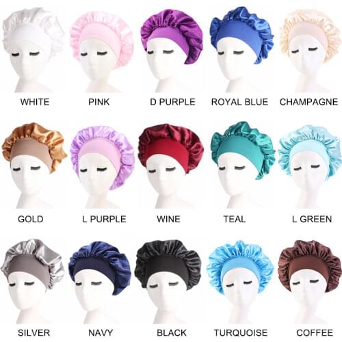 Newly Womens Satin Solid Sleeping Hat Night Sleep Cap Hair Care Bonnet Nightcap For Women Men Unisex Cap bonnet de nuit