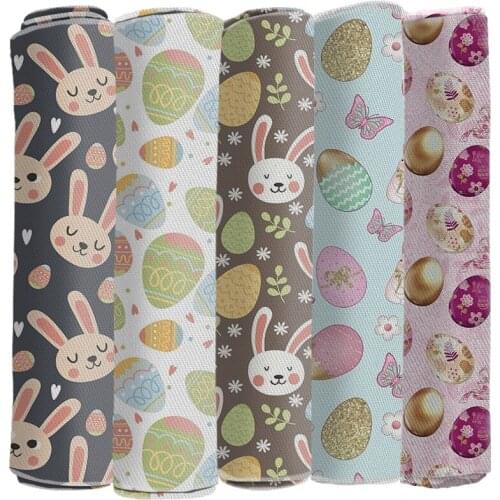 Easter Day Twill Polyester Cotton Fabric Cartoon Rabbit Egg Printed Fabric DIY Sewing Home Textile Clothing Fabric 50*145CM