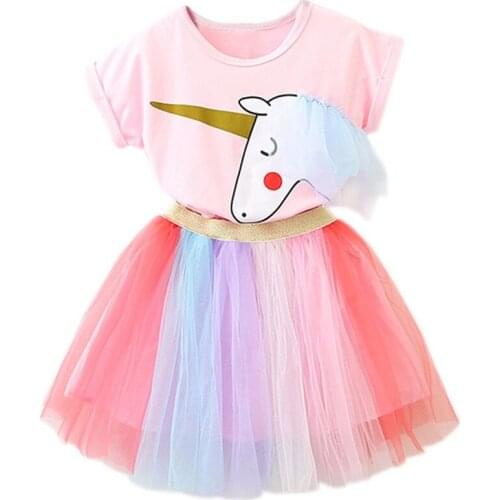 Girls Dress Baby Girls Unicorn Tutu Dresses Princess Kids Party Costume 2 To 8 Years Little Girl Rainbow School Wear Vestidos