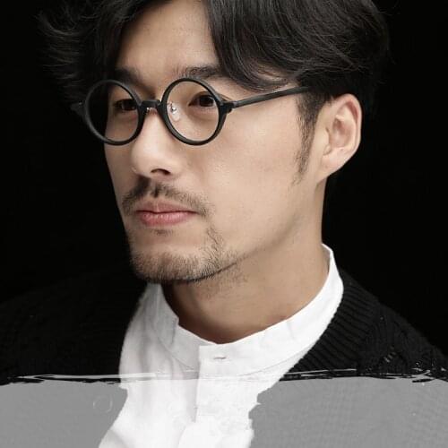 Products Round Vintage Men Acetate Eyeglasses Handmade Full Eye Glasses Frame Clear Lens Optical Eyewear for Women Black Amber