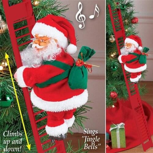Christmas Electric Santa Claus Climbing Ladder Doll Music Creative Xmas Decor Kid Toy Gift exquisite facial expression toy