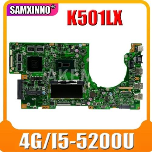 SAMXINNO For ASUS K501LX K501LB K501L laptop motherboard K501LX K501LB mainboard rev2.0 i5-5200U cpu GT950M 4GB RAM