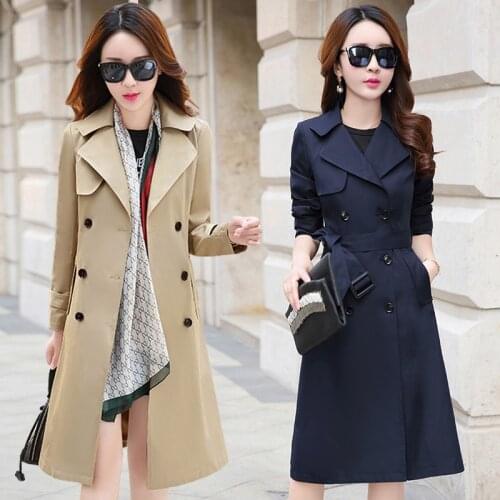 Spring Autumn Trench Coat Single Breasted Trench Coat Woman Trench Coat Long Women Windbreakers Trench Coat For Women Plus Size