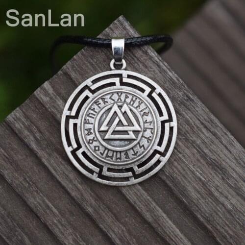 Walknut Viking Symbol Art Norse Thor Odin Pagan Gods Heathen Celtic Norse Rune Pendant Necklace SanLan Jewelry