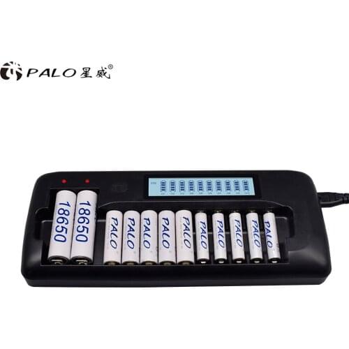 12 slots Smart LCD Battery Charger for Rechargeable 1.2V NI-HM AA AAA 3.7V 18650 14500 18500 Battery battery charger