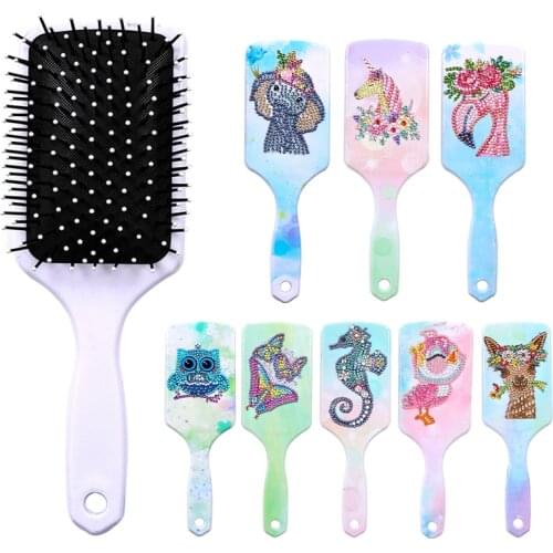 Air Cushion Comb 5D DIY Diamond Painting Animal Mosaic Rhinestone Resin Special Shaped Diamond Art Craft Kit Hair Brushes Gift