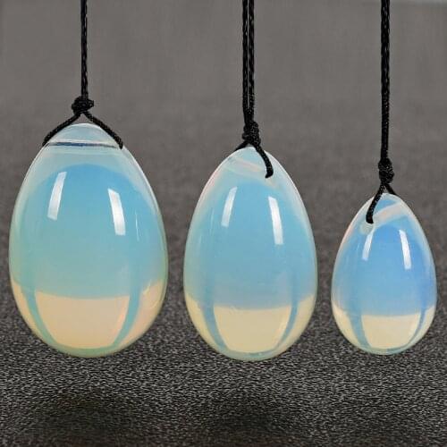 Drilled Yoni Egg Opalite Jade Stone Massager Kegel Exercise Tightening Pelvic Muscle Vaginal Heal Balls Body Massage Health Care