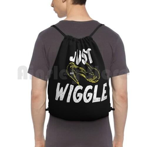 Funny Meme Worm On A String Just Wiggle Backpack Drawstring Bags Gym Bag Waterproof Worm On A String Worm On String Meme