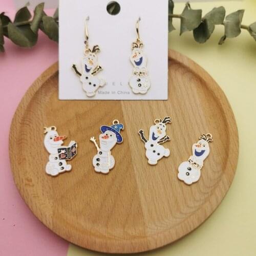 10Pcs/Pack 2020 New KC Gold Cartoon Winter Snowman Alloy Drip Oil Accessories DIY Material for Making Earrings Bracelet
