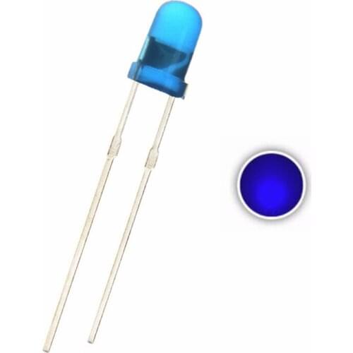100pcs 3mm LED Blue Color Diffused Round Head 3V 3 mm Wide Angle LED Through Hole Lamp Light Beads