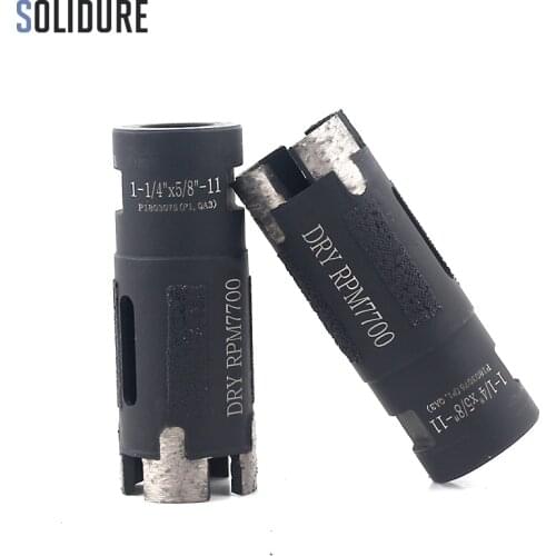 2pcs/set 1-1/4" 32mm arbor M14 / 5/8-11" Vacuum Brazed protection diamond dry core bit for dry drilling stone,tile and concrete