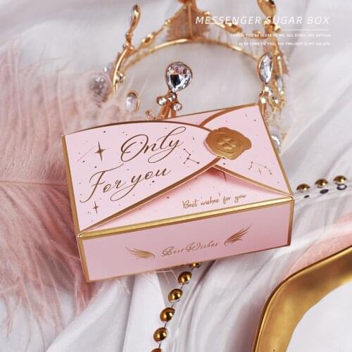 20pcs/lot Bronzing Gift Box Envelope Shape Candy Box for Wedding Birthday Party Decorations Favors Packing Bag for Guest