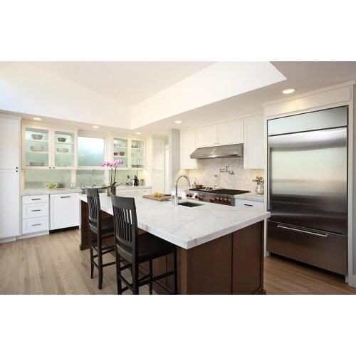 2020 contemporary kitchen cabinets trendy l-shaped kitchen design a single-bowl sink white cabinets marble Kitchen remodel CK207