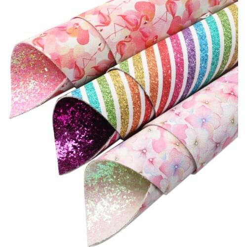 3Pcs/set 20*33cm Double Side Glitter Faux Leather Sheet Vinyl Fabric Leather Clothing DIY Home Textile Craft,1Yc10682