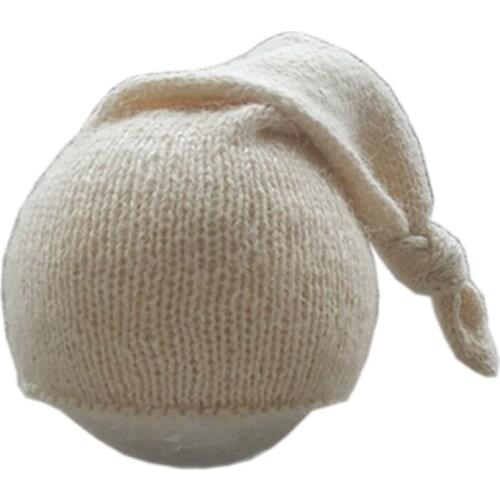 Baby Knot Tail Hat Newborn Photography Props Infants Beanies Soft Mink Hair Cap Photo Shooting Posing Accessories F3ME