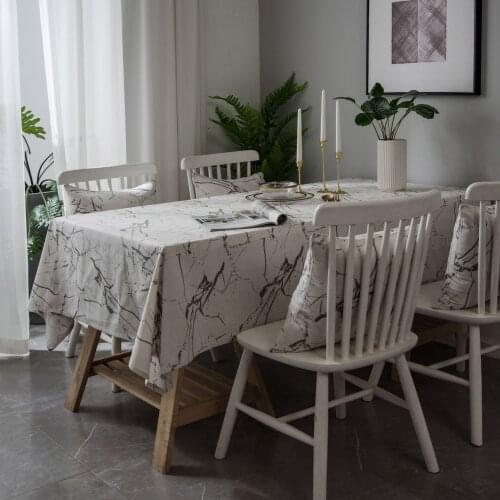 White Marbled Ins Modern Minimalist Printed Tablecloth Cover Cloth Table Cloth Cotton and Linen Dust-proof Cabinet Cover Cloth