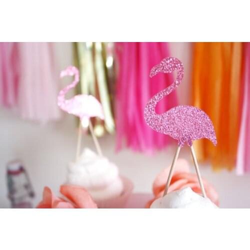 Glitter Lets Flamingle flamingo Cupcake Toppers wedding bridal shower engagement Party treat toothpicks photo booth props