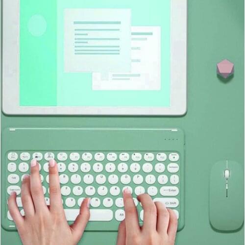 Bluetooth Keyboard and Mouse Retro Round Teclado Wireless Android Laptop Smartphone Mouse Microsoft Tablet Keyboard For iOS L7P4