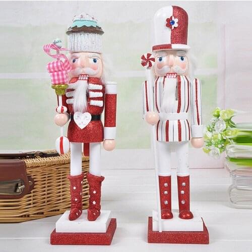 D331 Free shipping 38cm pure hand-painted cake Nutcracker puppet toy,Movable doll puppets children Christmas gift,1pcs
