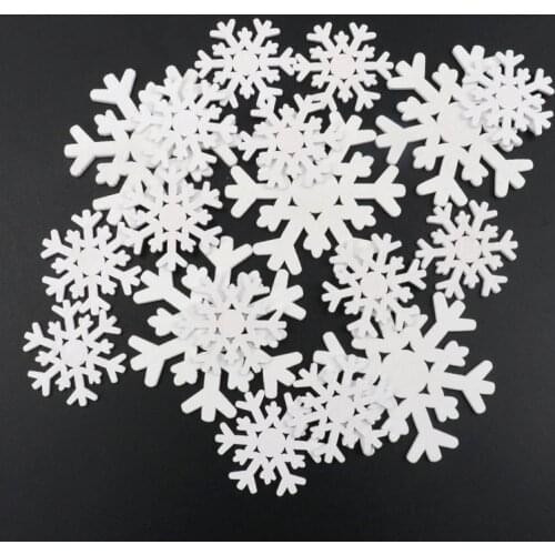 Handmade Wooden Crafts Accessory Home Decoration Scrapbooks DIY Christmas Festival white snowflake Wood Ornaments 35-62mm MT0214